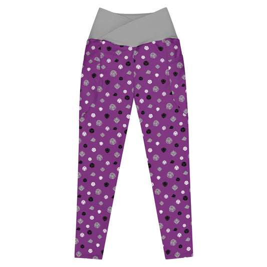 asexual dice leggings flat on white background