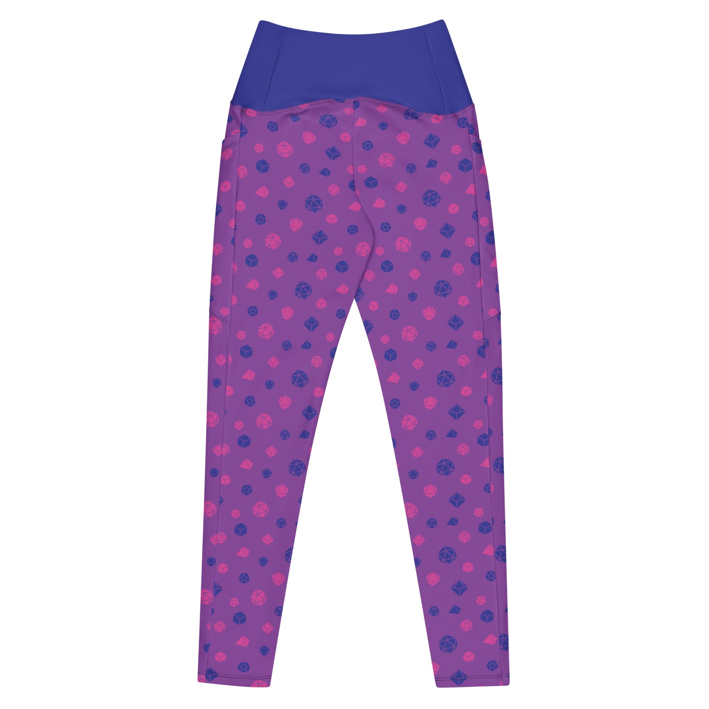 bisexual dice leggings flat on a white background