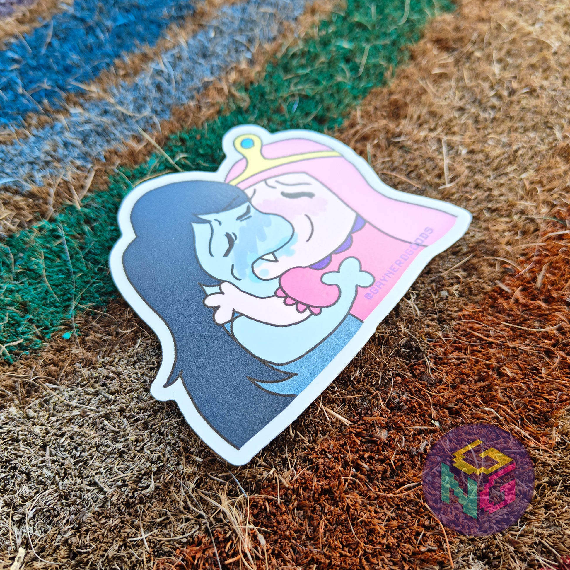 princess bubblegum and marceline making out sticker kissing meme bubbline at an angle