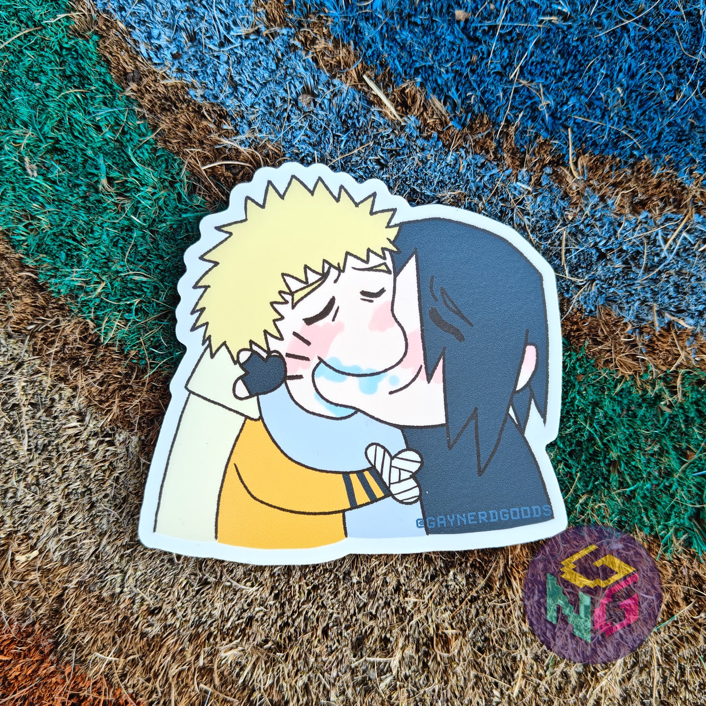 sasuke and naruto sasunaru making out vinyl sticker kiss meme