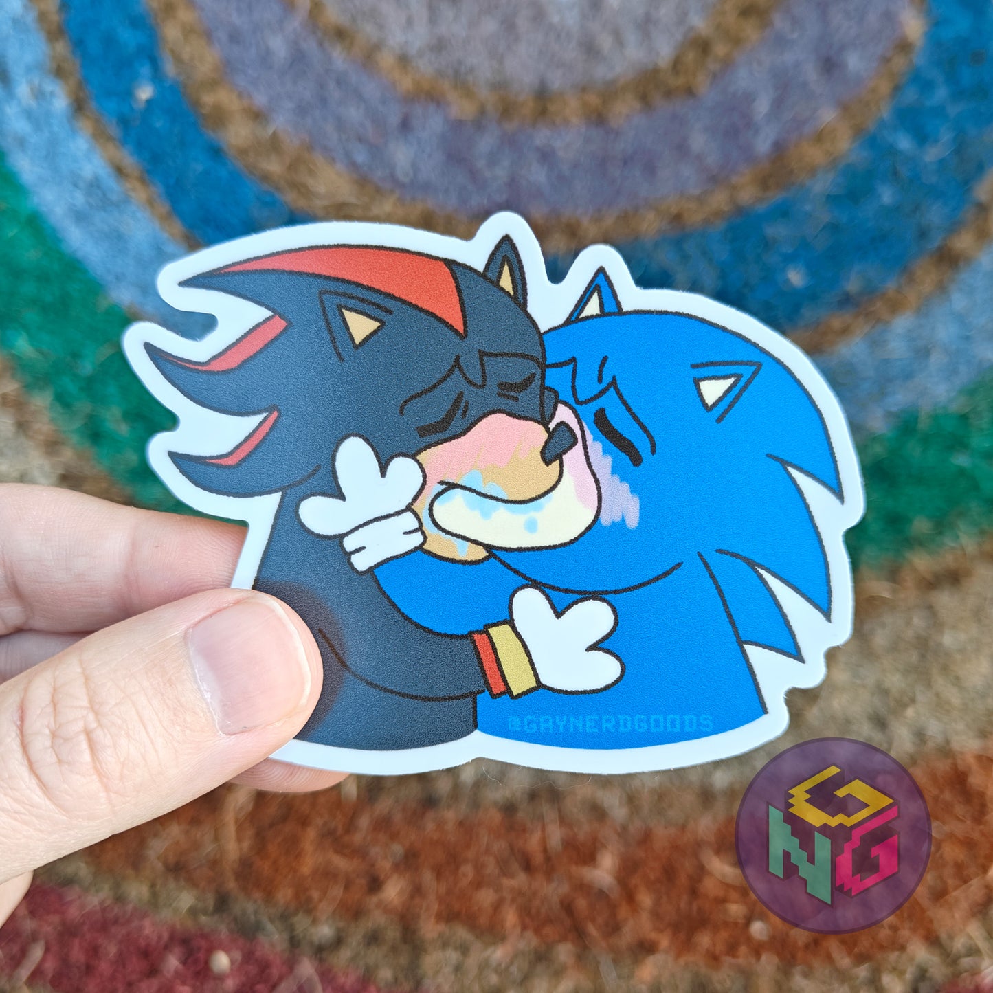 fingers pinching corner of sonadow funny kiss meme sticker