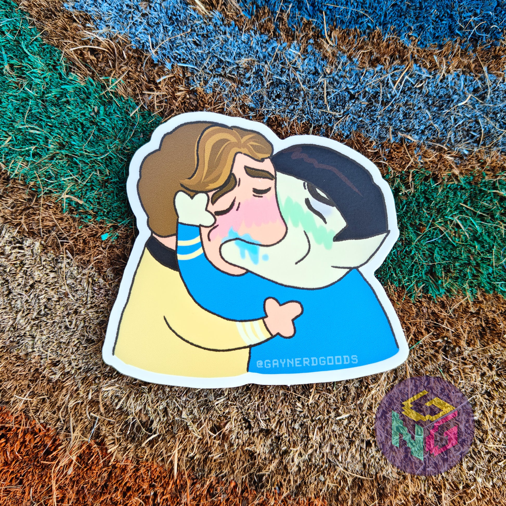 spock and kirk spirk making out waterproof sticker kiss meme