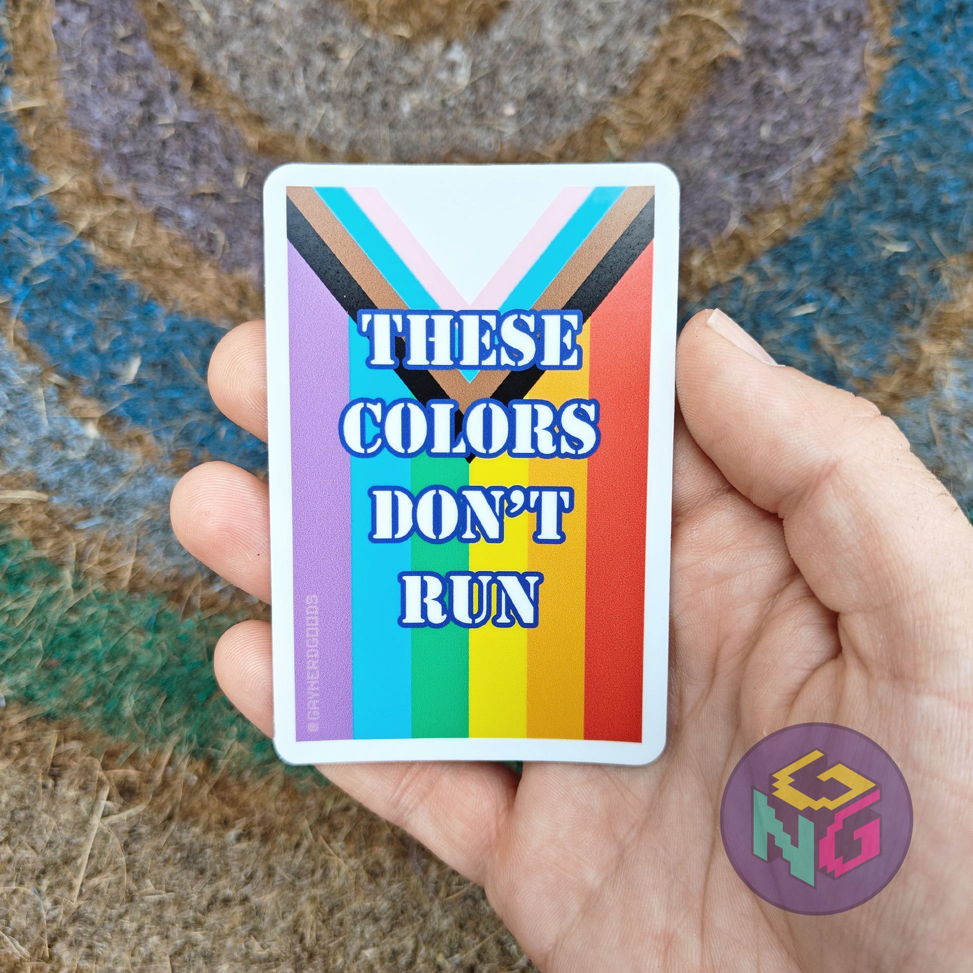 bold rainbow progress pride flag anti fascist waterproof sticker