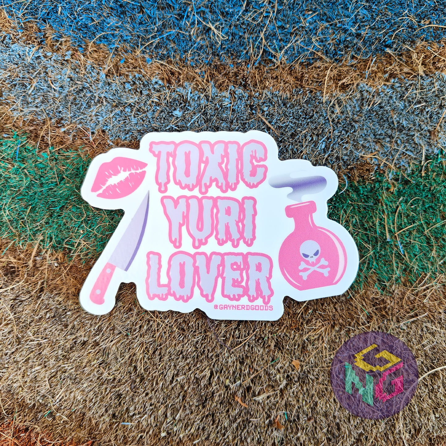 pink and purple toxic yuri lover waterproof vinyl sticker