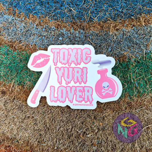 pink and purple toxic yuri lover waterproof vinyl sticker