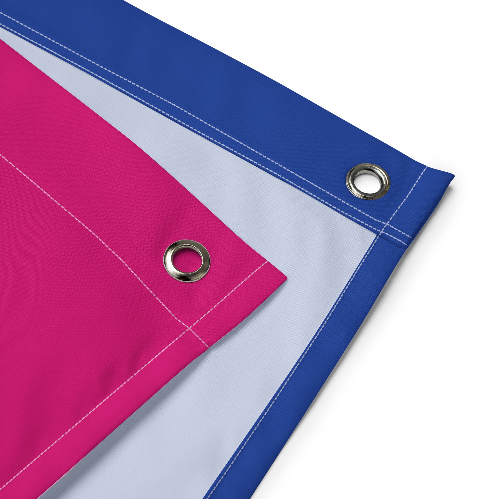 a close-up of the grommets on the bisexual blackbeard pirate flag