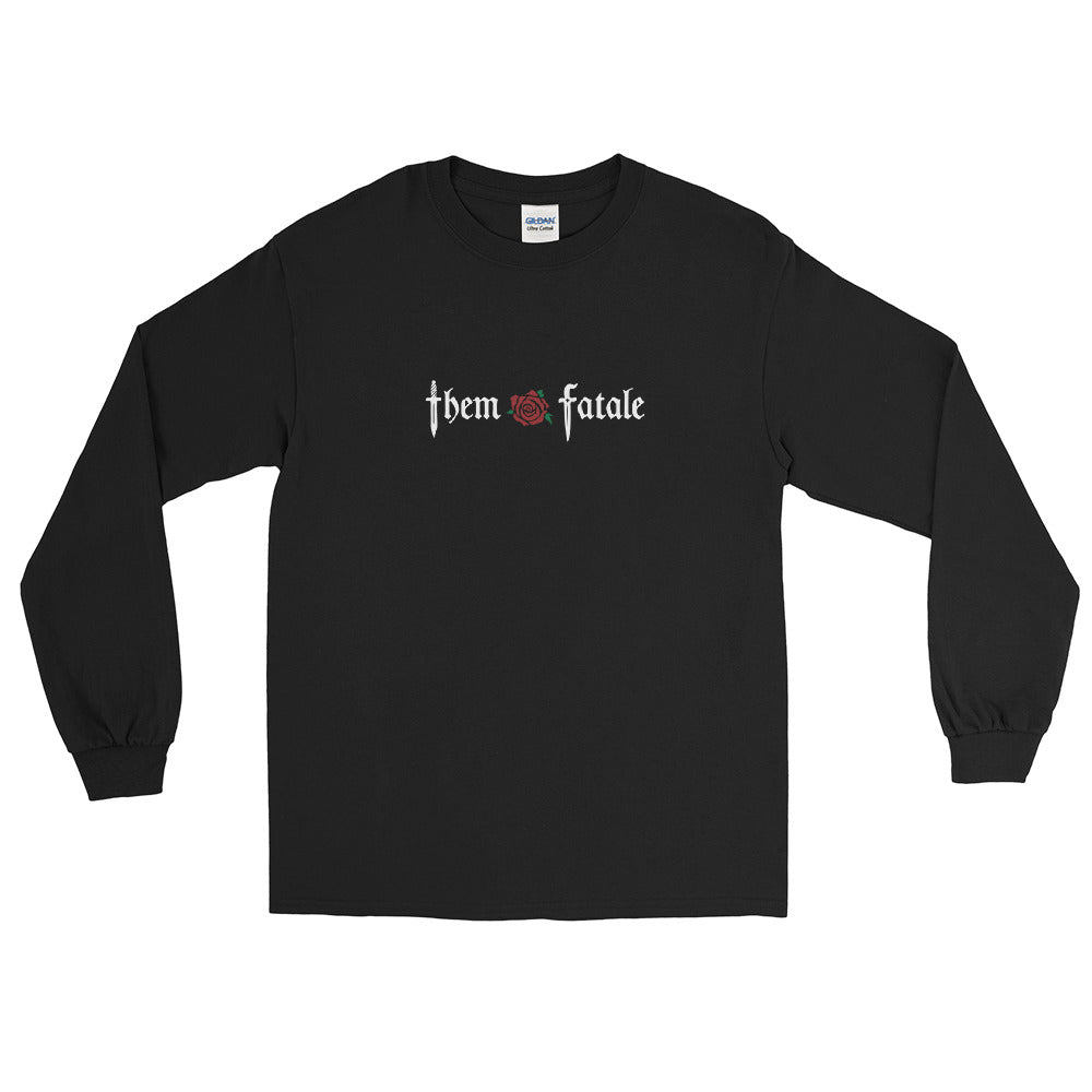 them fatale design on black long sleeved shirt